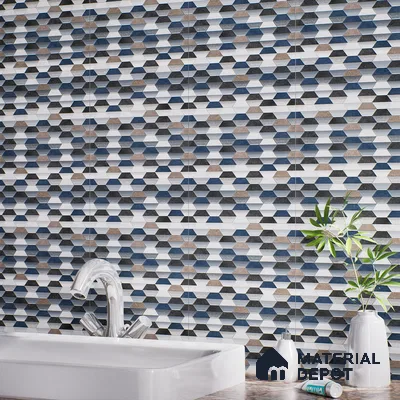 Hexagonal Wall & Floor Tile TL 07237 C Alpi 8001 GLM (Silver) 1 ft x 1 ft Ceramic Matte Finish - 9 mm  | 2 mm Spacer is Mandatory | Please Expect a Slight Variation of Pattern